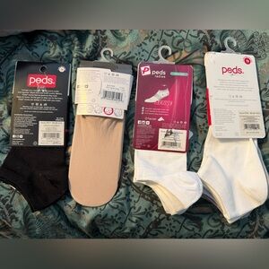 Woman’s  PEDS No-Show and Ankle socks - Black, White, and Tan Assortment